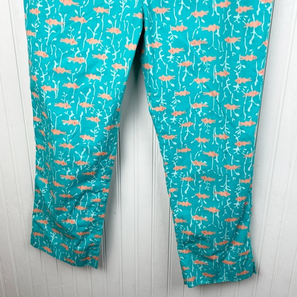Vintage Lilly Pulitzer Cropped Capri Cotton Pants Green Fishy Print Size Small - Picture 3 of 9